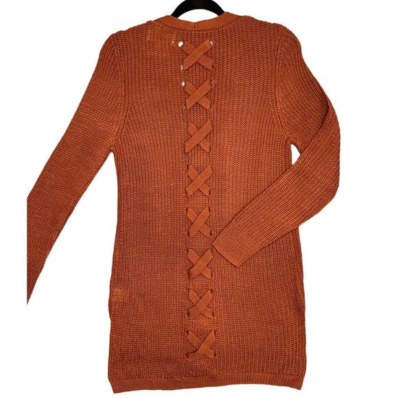 NWT Pinque Burnt Orange Textured Cardigan - Picture 4 of 7